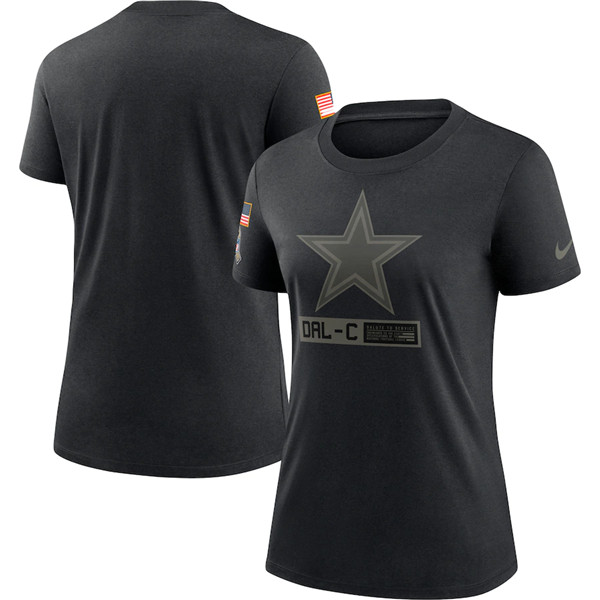 Women's Dallas Cowboys 2020 Black Salute To Service Performance NFL T-Shirt (Run Small)
